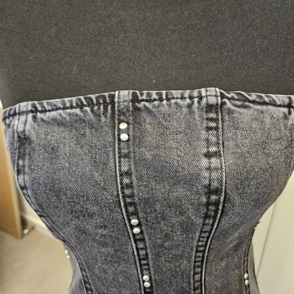 Wild Fable Black Denim Backless Dress, size S